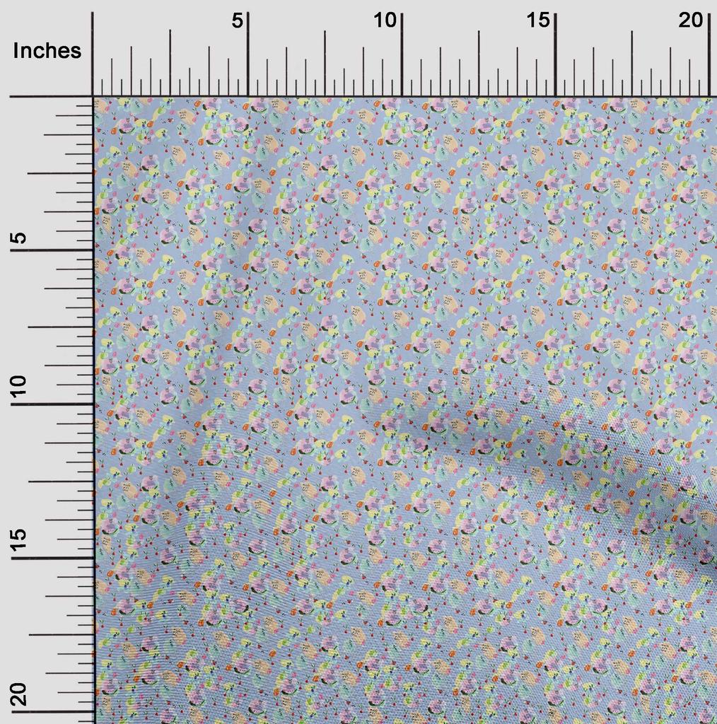 oneOone Cotton Flex Fabric Brush Stroke & Fruits Print Fabric By Yard 40 Inch