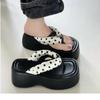 Sponge Cake Thick Bottom Wedge Slippers Women's Summer Wear 2025 New Small Retro Leopard Print Transparent High Heel One-word Drag