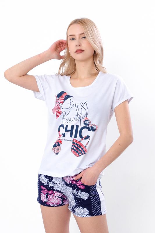 Set pigiama da donna (T-shirt + Pantaloncini) – Maglia Morbida & Stampa Allegra, Estate, 8072-002-33 HC
