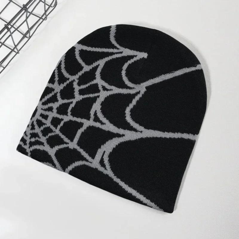 New Knitted Beanies Hat Cartoon Spider Embroidered Winter Hats Knitted Bonnet Cap Soft Woolen Beanies for Women Cap Men One Size