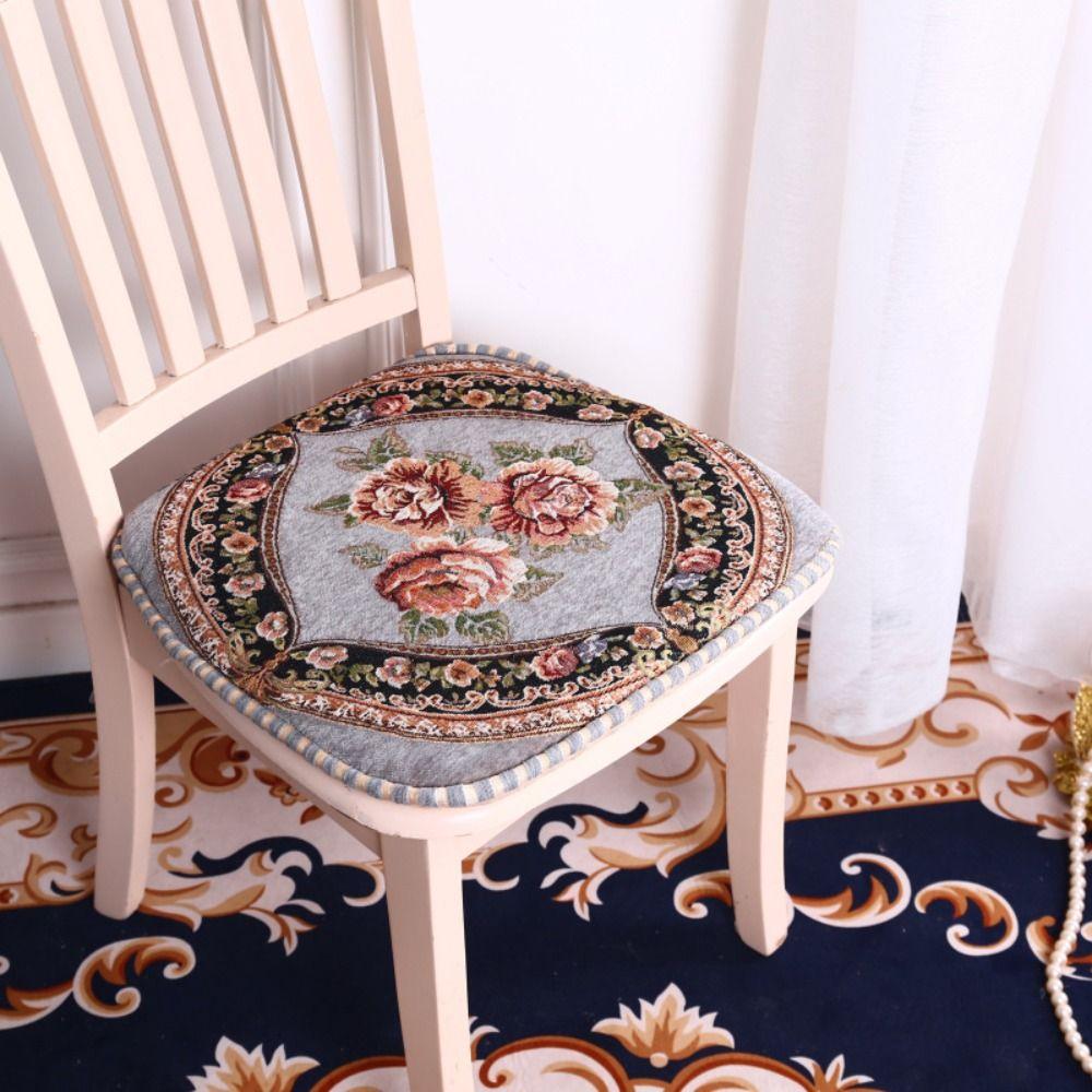 Floral Pattern Embroidered Chair Mat Chenille Seat Mat Stylish Buttocks Pad  Household