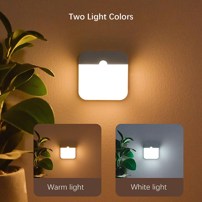 LED Night Light, Human Motion Sensor Lamp USB C Rechargeable Closet Light, Wireless LED  Wall lamp For Stairs Closet Kitchen Bed