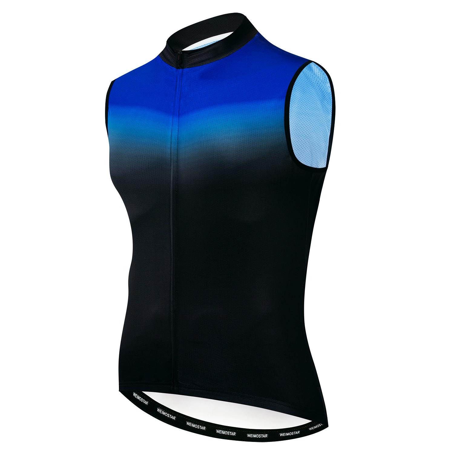 Custom Plus Size Men s Cycling Vest Summer MTB Shirt Breathable Anti-Bacterial Quick Dry Reflective Sleeveless Tops S синий