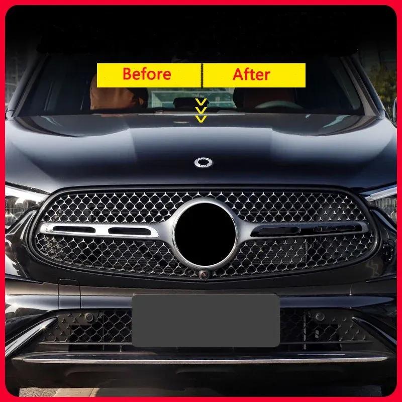 Black ABS Center Grille Cover Strip Trim For Mercedes Benz GLC Class X254 2023+ GLC260 GLC300 AMG Auto Accessories
