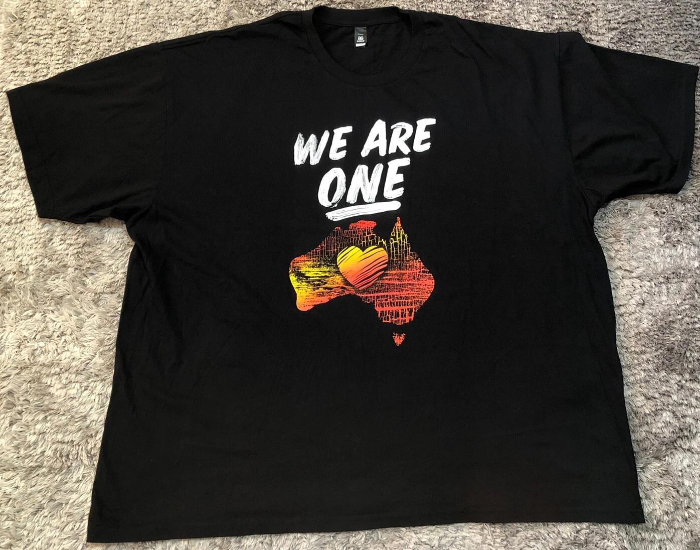 K85 We Are One Indigenous Black T Tee Shirt Bundarra Australia Mens 4XL VGC L
