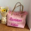 Yogodlns Canvas Women Handbags Large Tote Beach Shopping Bags Underarm Shoulder Bag For Female Casual Top-Handle Bags