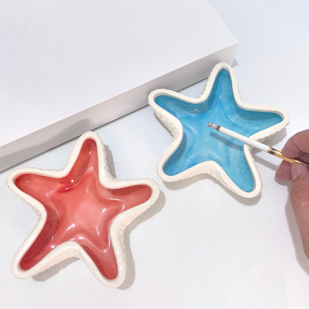 Ceramic Jewelry Storage Holder Multi-Purpose Decorative Ring Trinket Tray Cute Ocean Trinket Plate Watch Keys Candle Holders