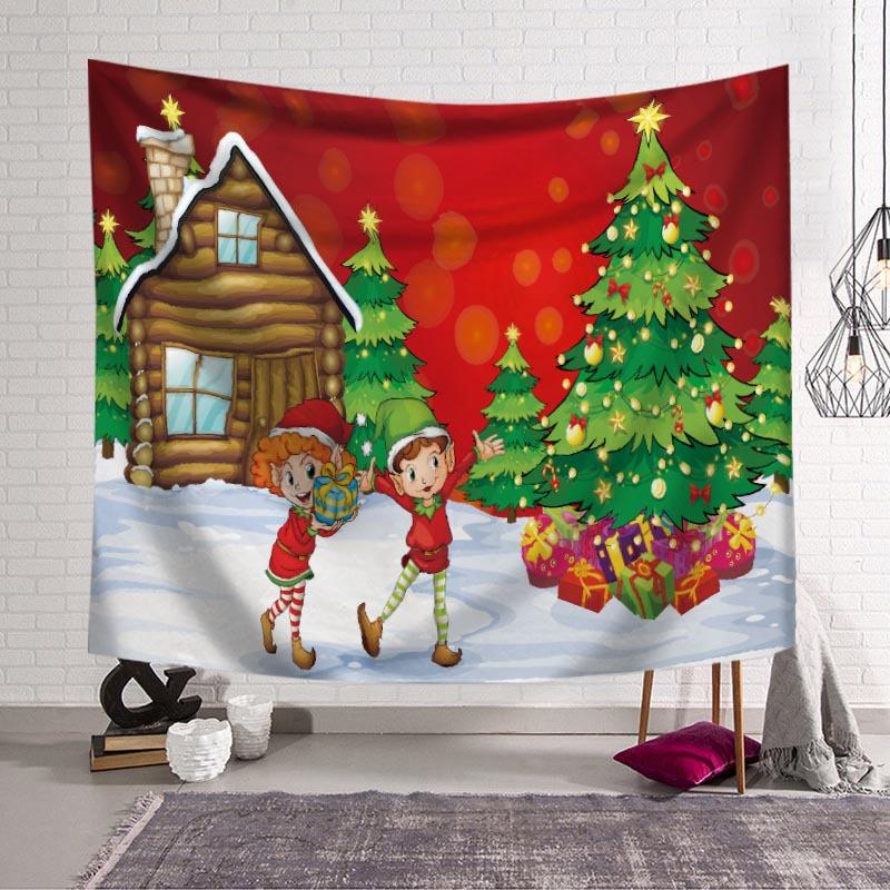 Christmas Snowman Print Pattern Tapestry Christmas Room Wall Decoration Background Fabric Home