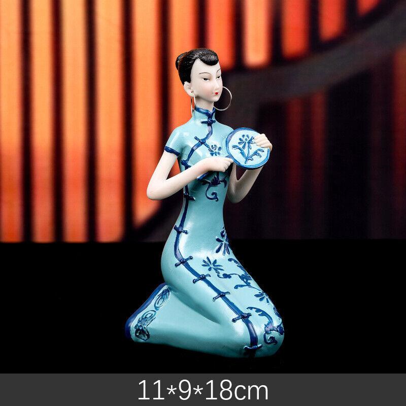 1pc Elegant Lady Figures Chinese Style Ceramic Figurine Home Ornaments Decor Woman Figurine Craft Tabletop Gifts New