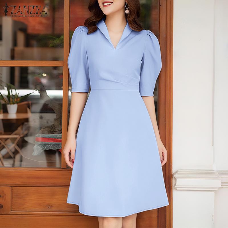 

ZANZEA Women Summer V-Neck Casual Short Sleeve Dress 5XL хакі