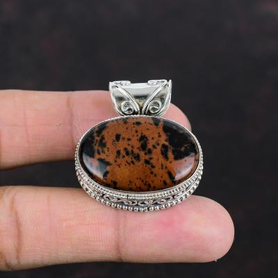 Sarkankoka obsidiāna kulons vintage kulons dārgakmens ar rokām izgatavots kulons 925 sudraba kulons unikālas rotaslietas dāvanas viņas stilīgajam kulonim