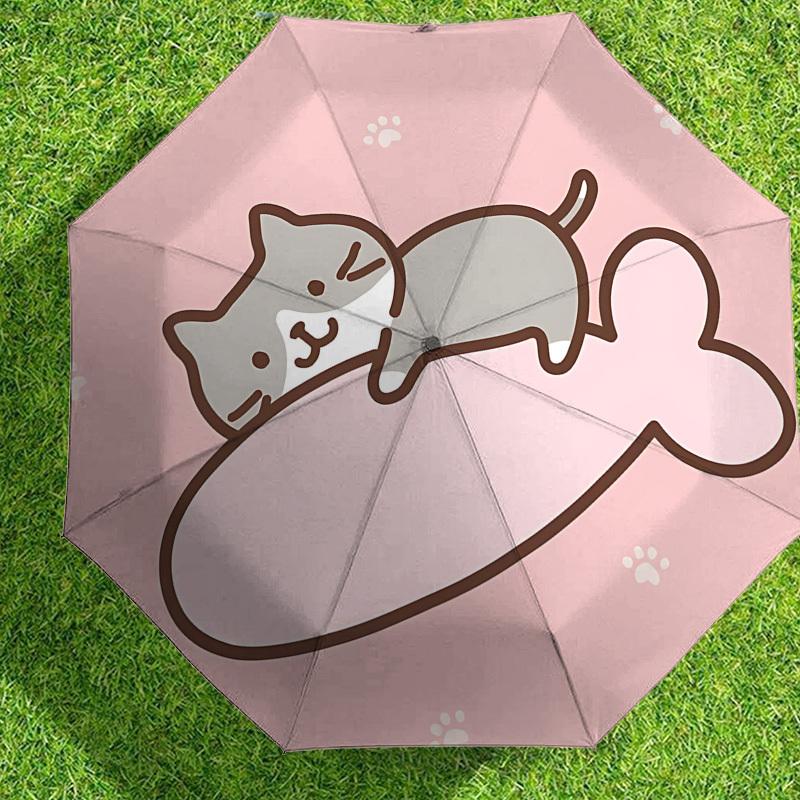 Adorable Cat on Cloud Umbrella: Automatic Opening & Closing, Outdoor Travel Accessory, Lightweight and Durable, Perfect Gift 059