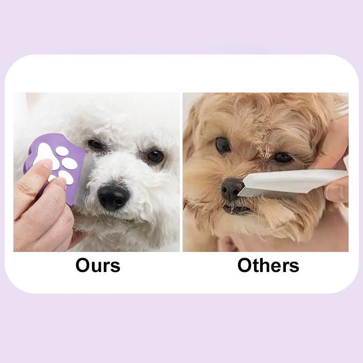 Pet Grooming Comb - Flea Comb for Cats & Dogs Curved Design for Face & Body Mini Detangling Brush for Pets