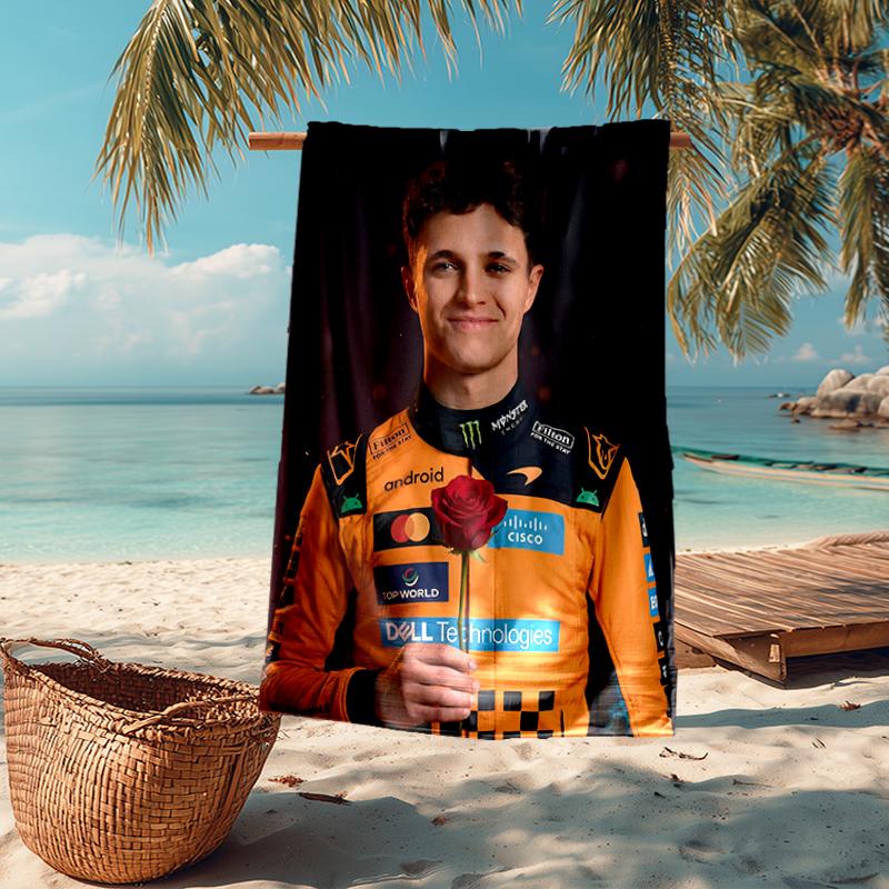 Ultra-Soft Beach Towel with Lando Norris Theme,Ideal for Pool - Camping, Diving - Perfect Travel Essential, Vibrant Beach Towel.