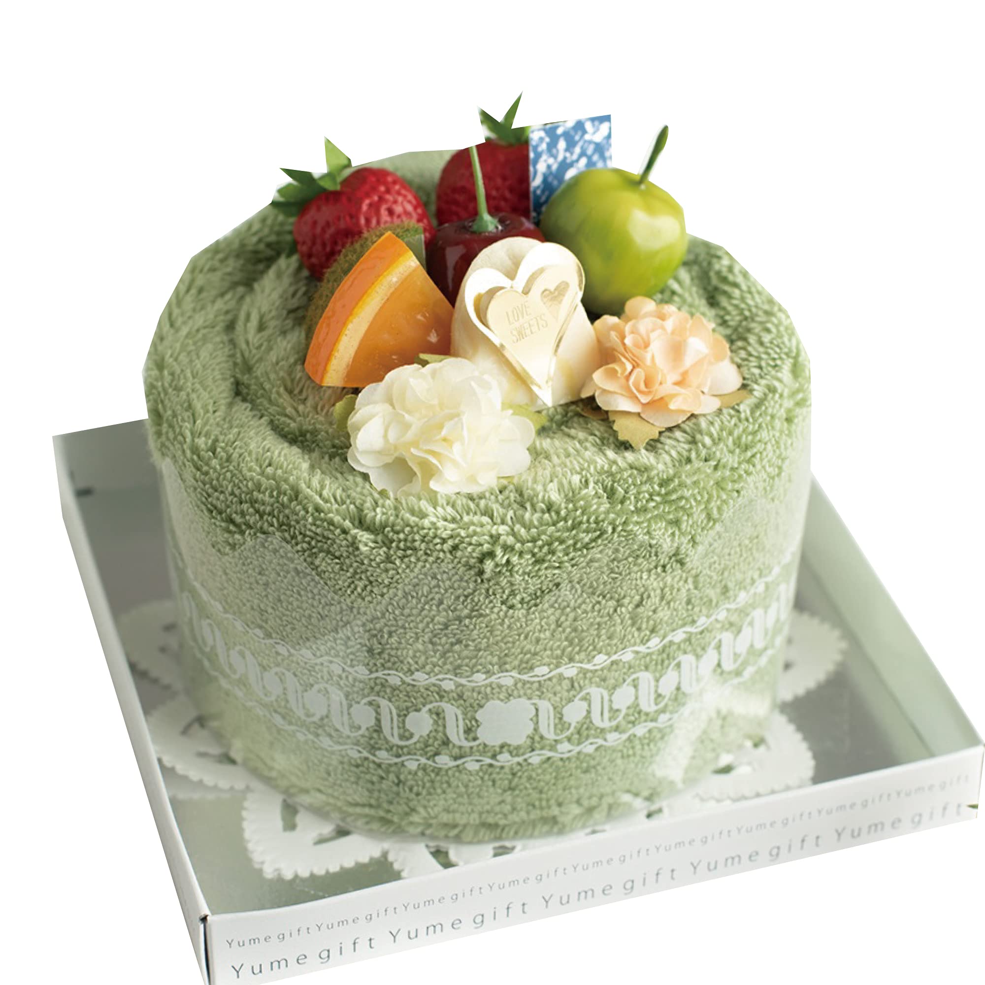

Towel Cake Senshu Towel Fruit Birthday Cake Present Towel Gift Made in Japan Handmade (Green) зелёный