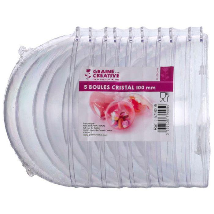 Boules - Graine créative - 100 mm - Transparent - Lot de 5 - Décoratives pour toutes occasions