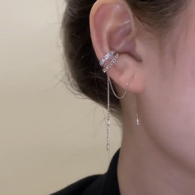 

Серьги-клипсы с кисточкой из циркония в стиле легкой роскоши - Двухслойные, Модные, Универсальные, Изысканный дизайн.