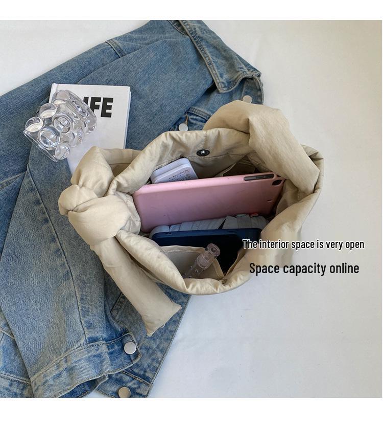 Korean Style Women's Cotton-Padded Crossbody Messenger Bag - Solid Color, Large Capacity