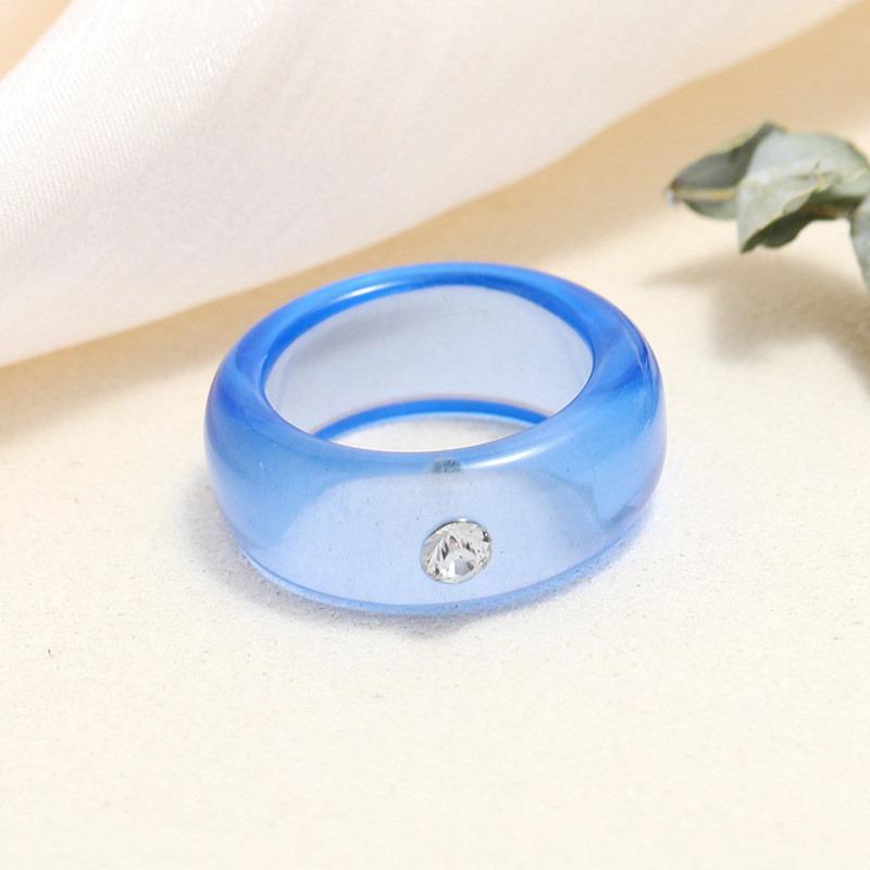 Round Rings Square Crystal Transparent Colorful Simple Geometric Resin Acrylic