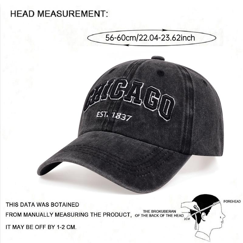 Cappellino da Baseball Chicago1837 Ricamato Lavato ad Acqua Cappellino alla Moda Street Hip Hop Cappellino Parasole da Esterno Cappellino Sportivo e per il Tempo Libero Unisex