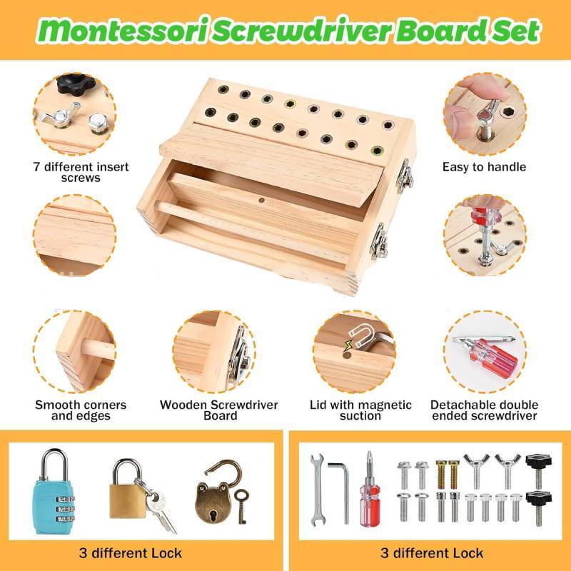 Montessori Schraubenzieherbrett Lernspielzeug Aus Holz Für Kinderentwicklung