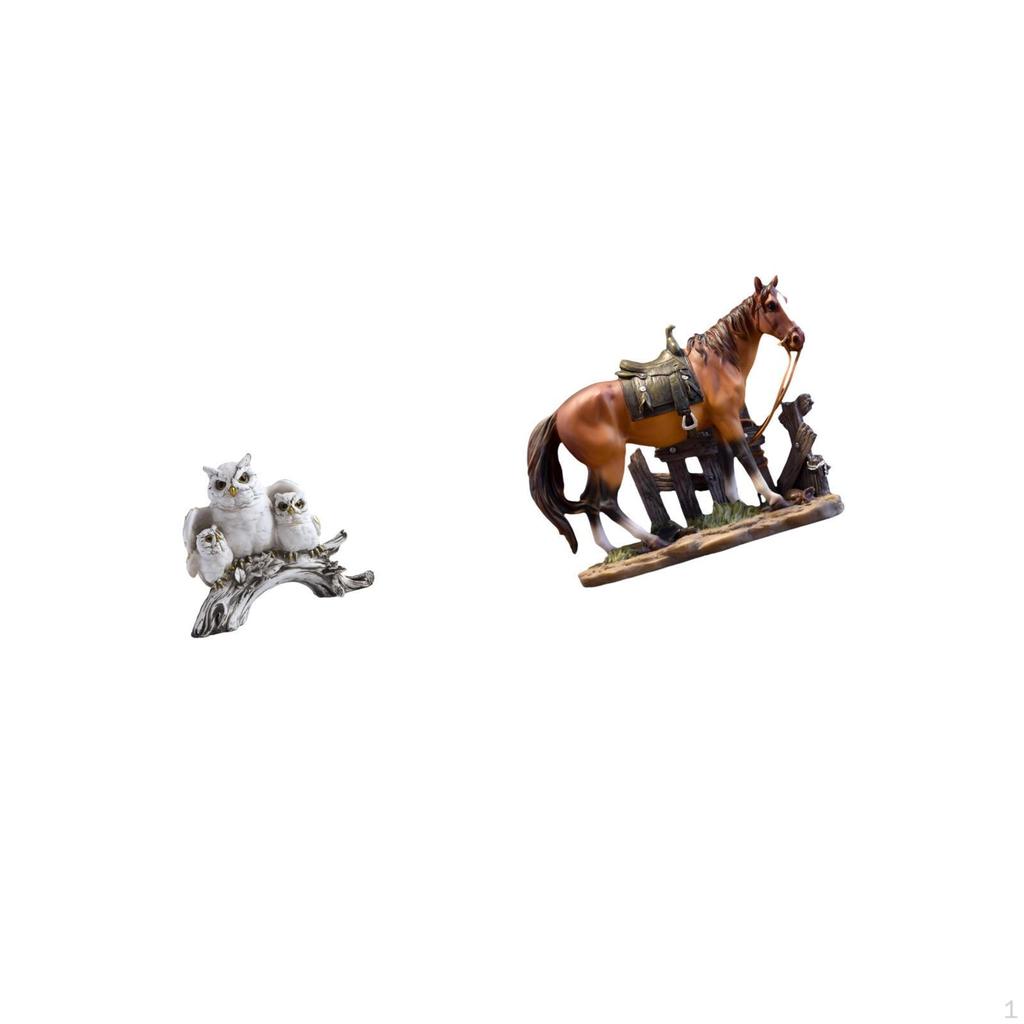 Figurine Sculpture for Living Room Office Desk Cabinet Decor Nightstand Home Owl Horse Lovers