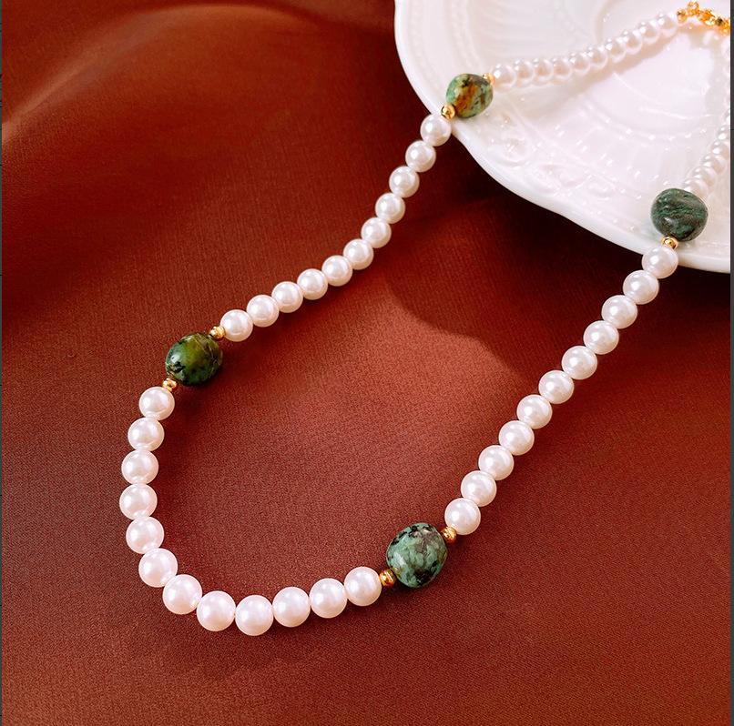 Baroque Water Drop Pearl Fringe Necklace Temperament Collarbone Chain French Retro Necklace Women