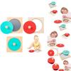 Hoshi Baby Wooden Montessori Mirror Peekaboo Knob Puzzle, Infant 3mos+ Tummy Time Toy