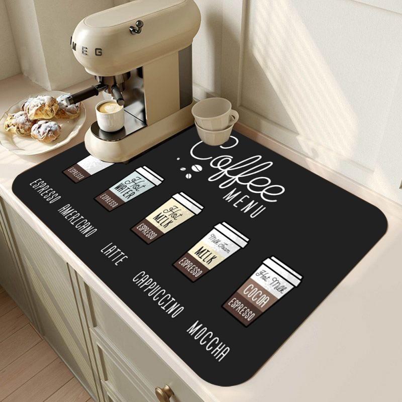 

Коврик для кофеварки в стиле ретро, кухонный коврик для сушки посуды, нескользящие коврики для сушки посуды, быстросохнущие подставки под краны, столовые приборы, моющиеся 20x30cm