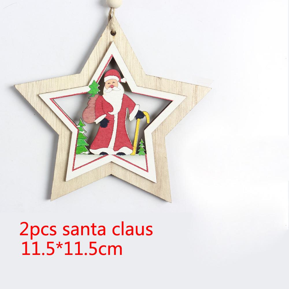 

1/2 шт. DIY Декор для рукоділля Дерев яні підвіски Приладдя для вечірок Ялинкові прикраси Дід Мороз і Сніговик 2pcs Santa Claus
