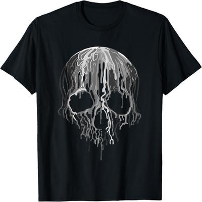 Tílko s grafickým potiskem lebky v plamenech Černobílé Halloween
