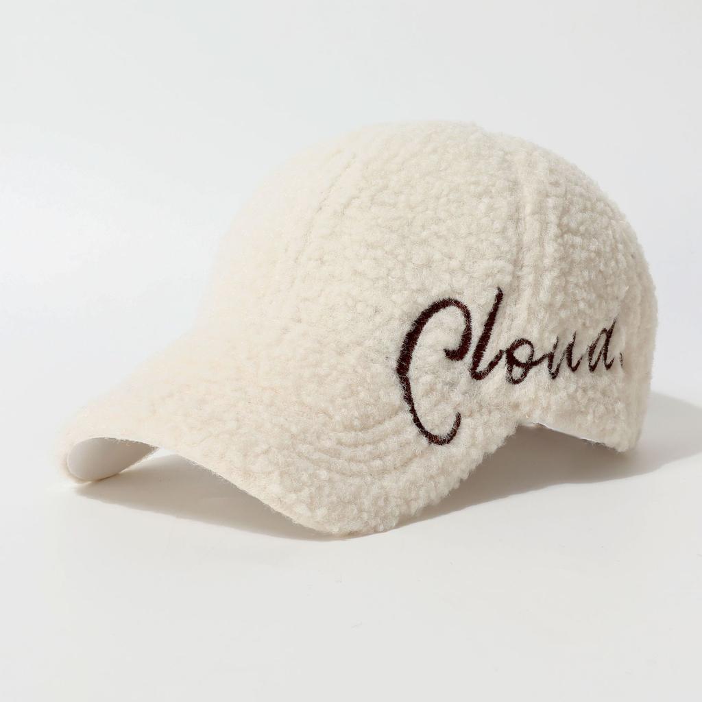 Lamb-Wool Baseball-Caps Adjustable,Teddy-Fleece Baseball Hat,Winter Hat Ponytail Hole for Women Outdoor Travel
