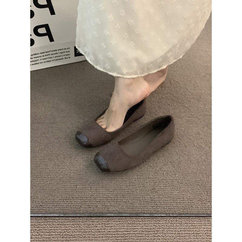 Flat-bottomed French temperament apricot single shoes fairy shoes spring and autumn 2025 new summer gentle small fragrant wind evening grandma shoes