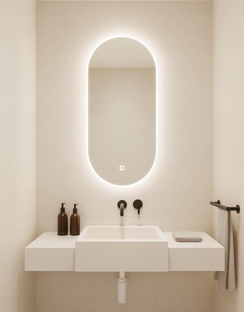 Lustro Owalne Led 75X115 Z Włącznikiem Dotykowym Wodoszczelność Ip65 Luna