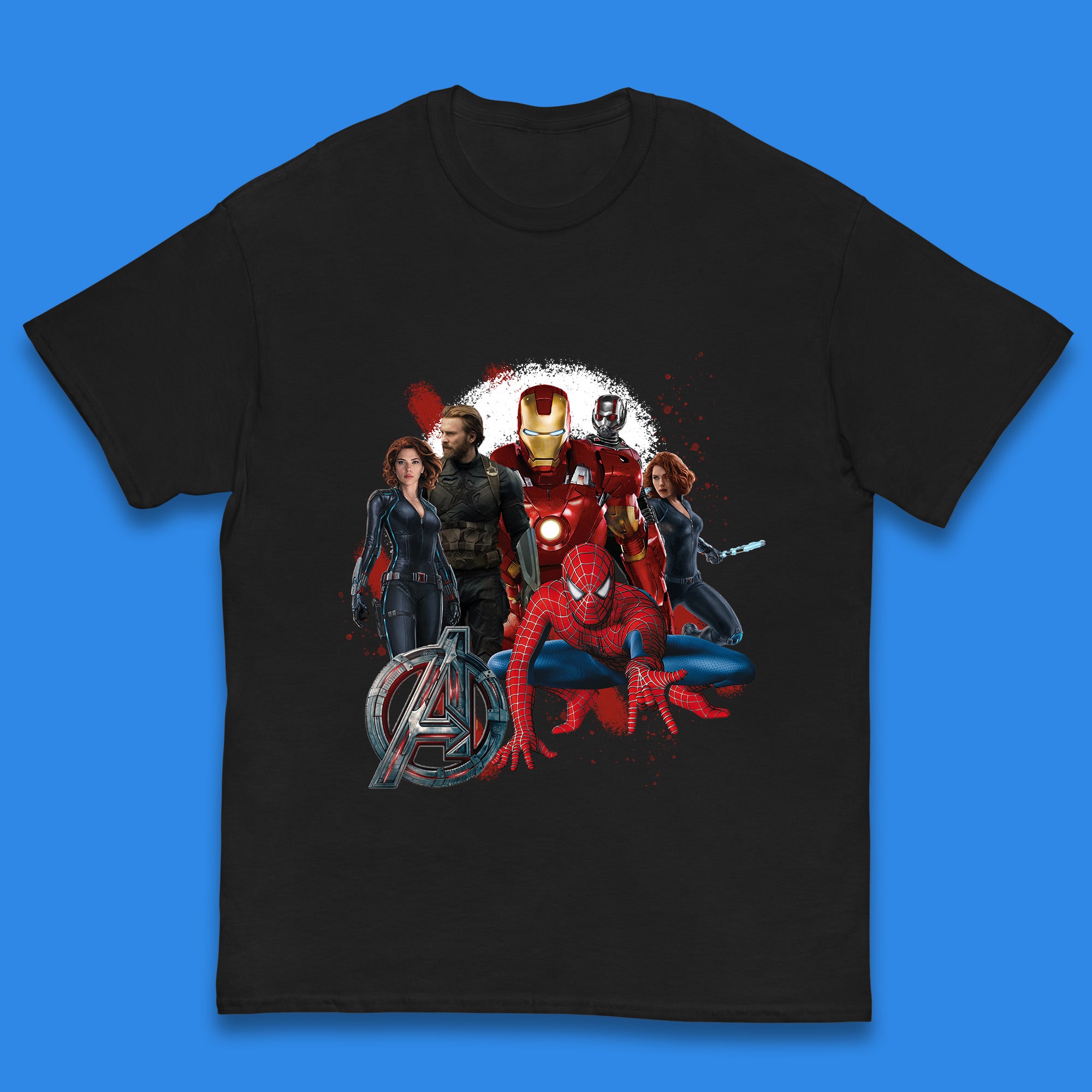 Avengers Age Of Ultron Iron Man Captain America Black Widow Ant Man Spiderman The Avengers Superheroes Marvel Comics Kids T Shirt 100