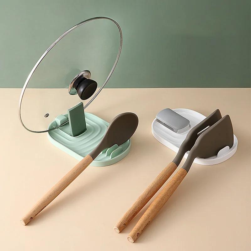 Multifunction Ladle Spoon Rest Holder Utensil Organizer Spatula Holder Racks Pot Lid Storage Pad Kitchen Storage Shelf Plastic