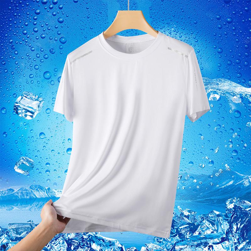 Men's Summer Ice Silk Quick-Dry Sports T-Shirt - Casual Running Short Sleeve Base Layer