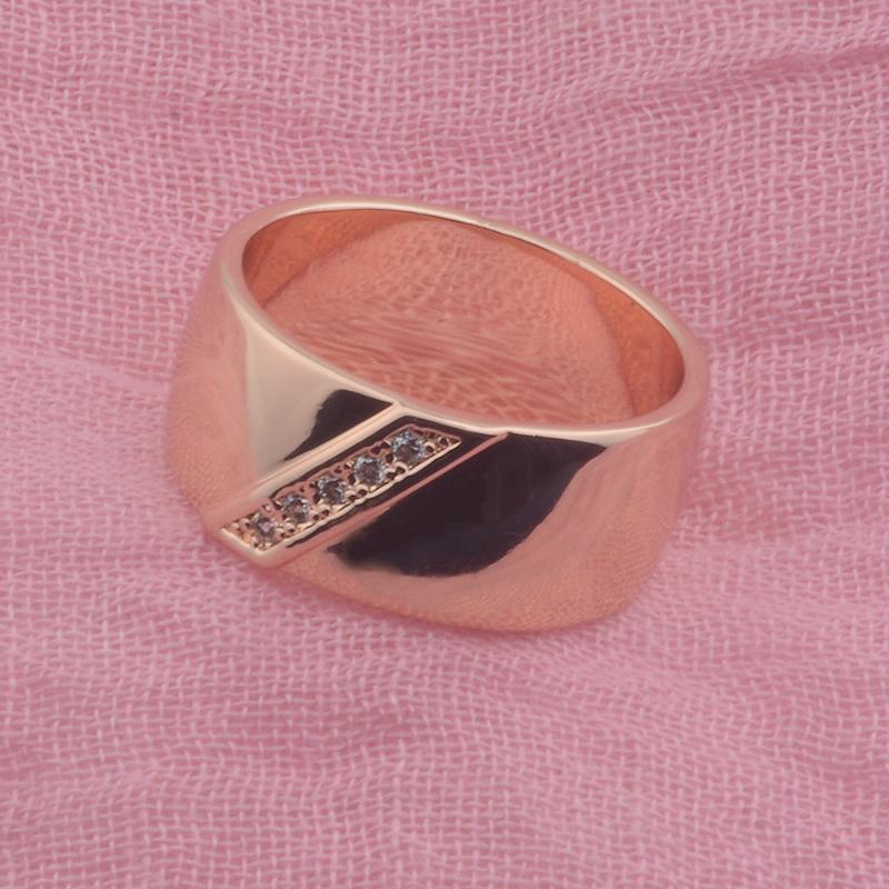 FJ 10mm Women Unisex 585 Rose Gold Color White Cubic Zircon Round Rings