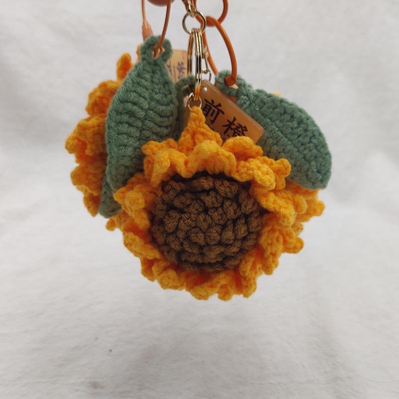 Bright Future Sunflower Crochet Bag Pendant Keychain Gift