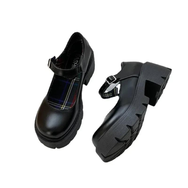2024 Brand Ladies Shoes Mary Janes Women's High Heels Classics Office Pumps Women Buckle Strap Platform Square Heel Shoes Women
