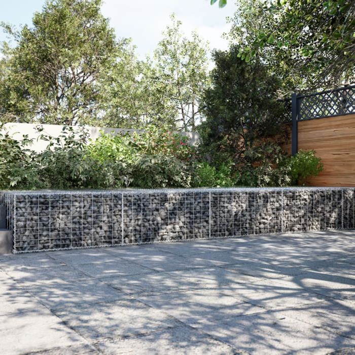 VidaXL Panier gabion avec couvercle 700x100x50 cm fer galvanisé, mur en gabion, mur de soutènement en gabion, clôture en 3295184