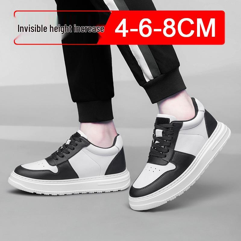 Men's 8cm Invisible Height Increasing Shoes - Breathable White Outdoor Sports & Casual Sneakers