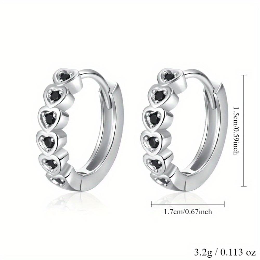 Black Awn Kolczyki koła z czarnego kamienia w kształcie serca dla kobiet