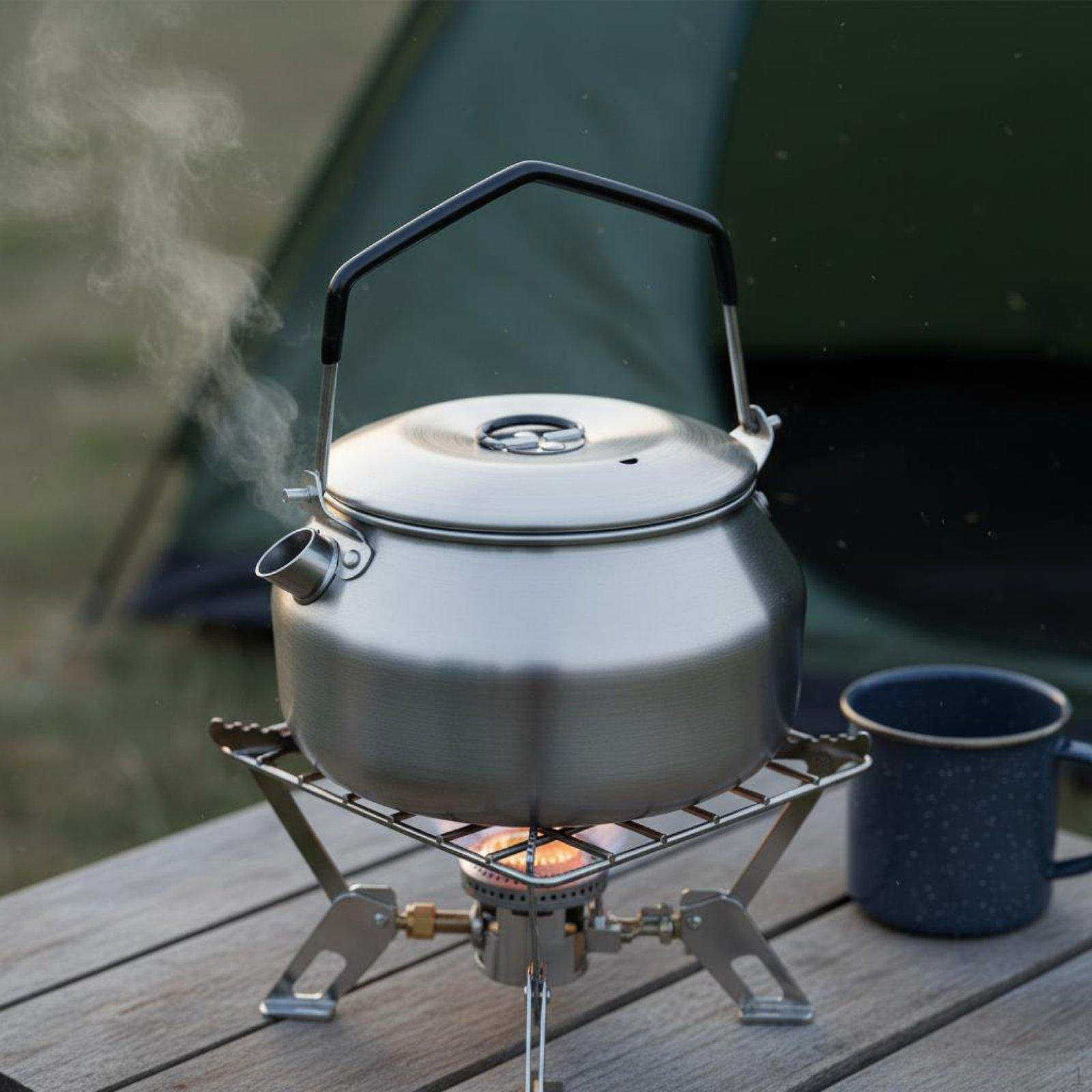 Camping Kettle Folding Handle Outdoor Boiling Pot Lightweight Portable Water for Campers, Solid Color