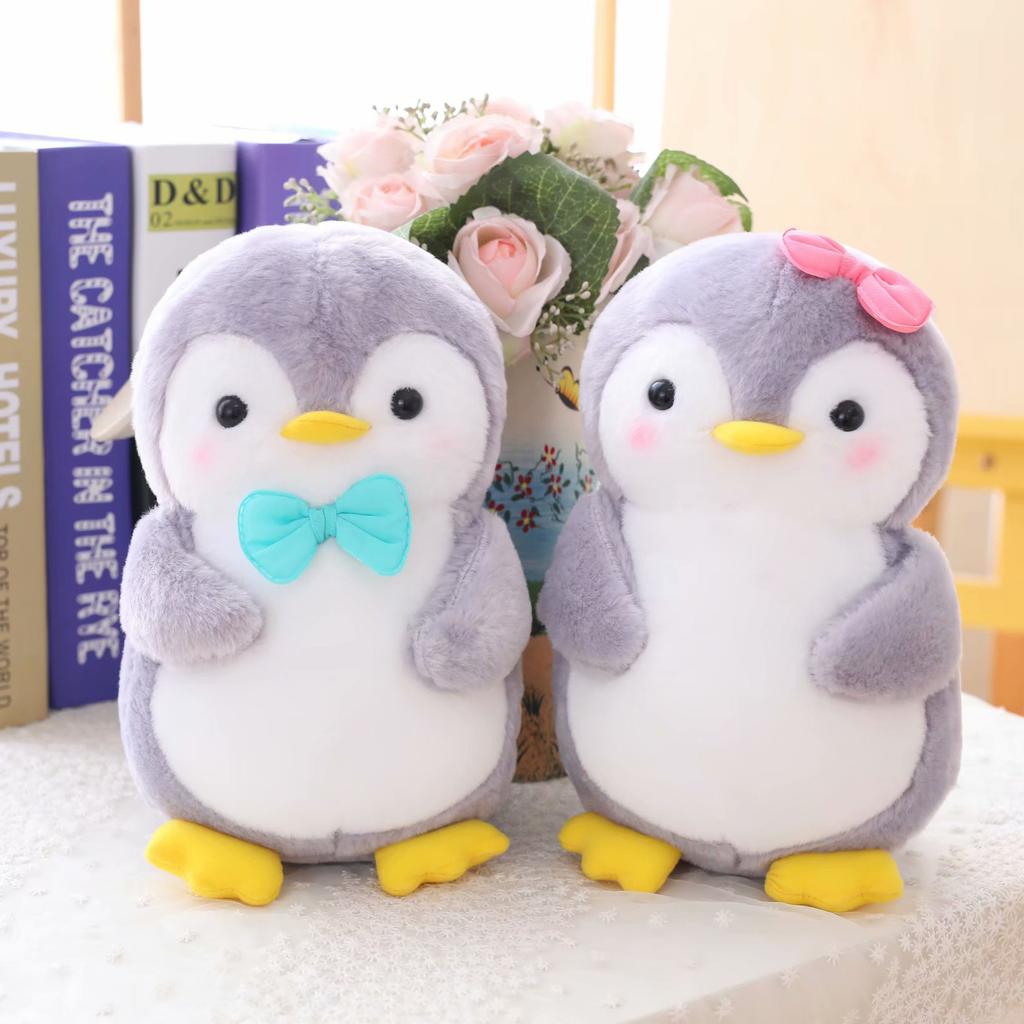 25Cm Kawaii Standing Penguin Doll Plush Toy Stuffed Female Male Holding Food Cartoon Animal Plushie Birthday Gift