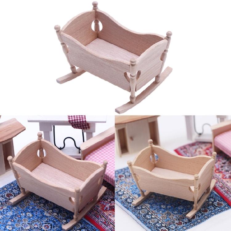 1:12 Dollhouse Wooden Baby Cardle DIY Miniature Dollhouse Furniture Accessories