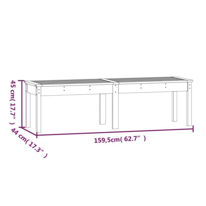 VidaXL Banc de jardin à 2 places noir 159,5x44x45cm bois massif de pin 824015