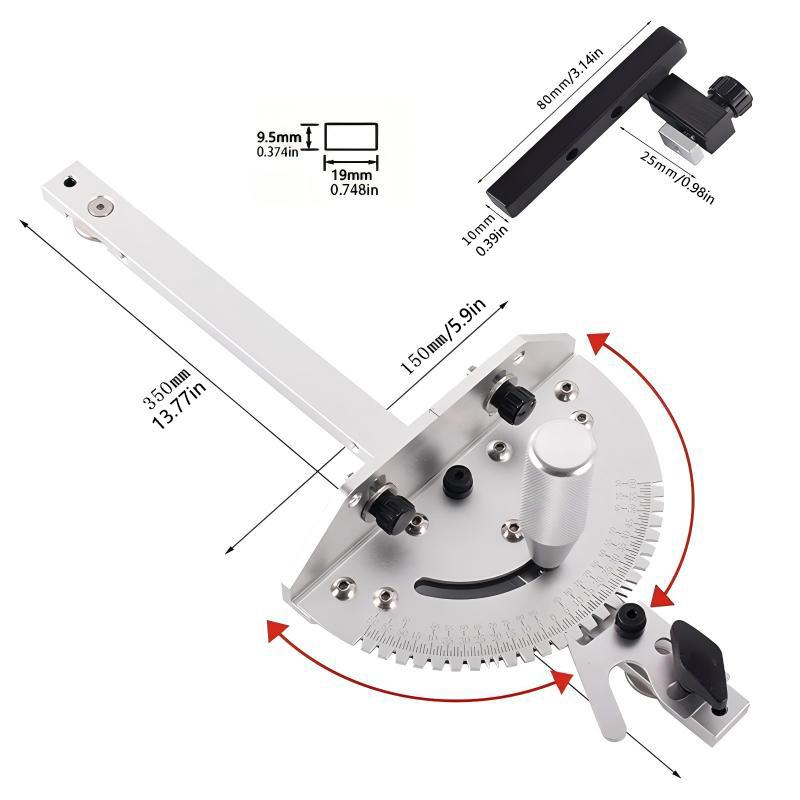 Precision Miter Gauge Kit, 27 Position Angle Stops, with Fence & Limit Stopper – For Compatible 3/4"x3/8 Table Saws DIY Desktop