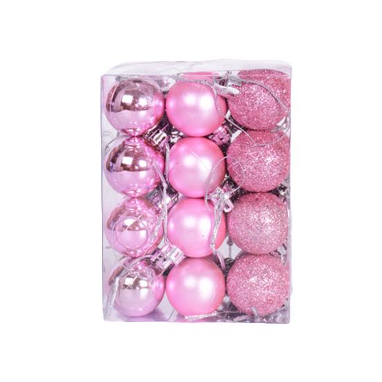 24 Stück 3 cm große Kunststoff-Weihnachtsbaumkugeln für Zuhause, Party, hängende Ornamente
