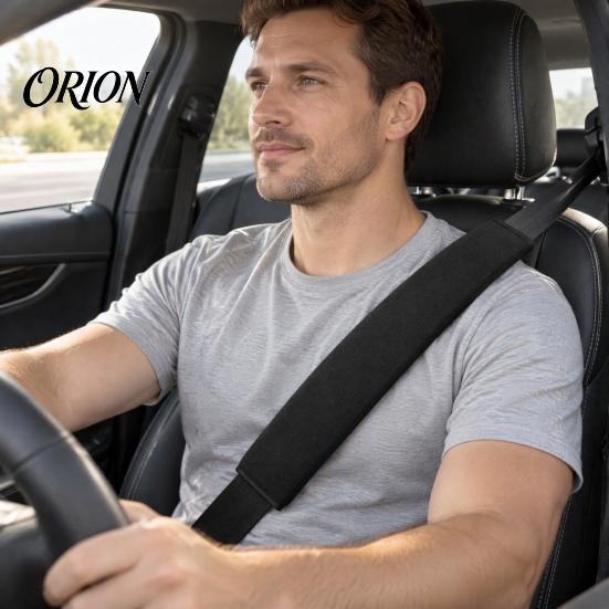 Black Protective Belt Sleeves Car Seat Shoulder Protector, Extended Breathable Polyester Pad, Quick Hook Protectors And Loop Installation Sleeve